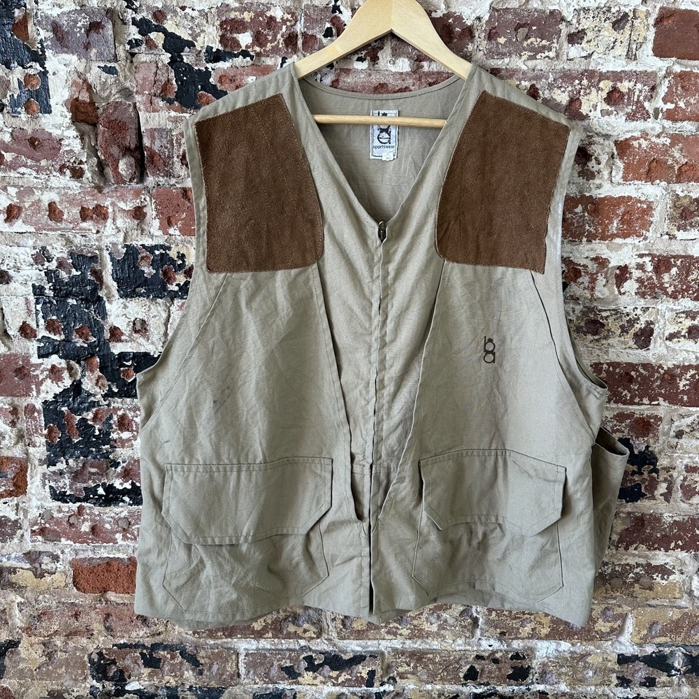 Vintage Bob Allen Shooting Vest Upland Field Hunting Leather Padded Game Bag XL